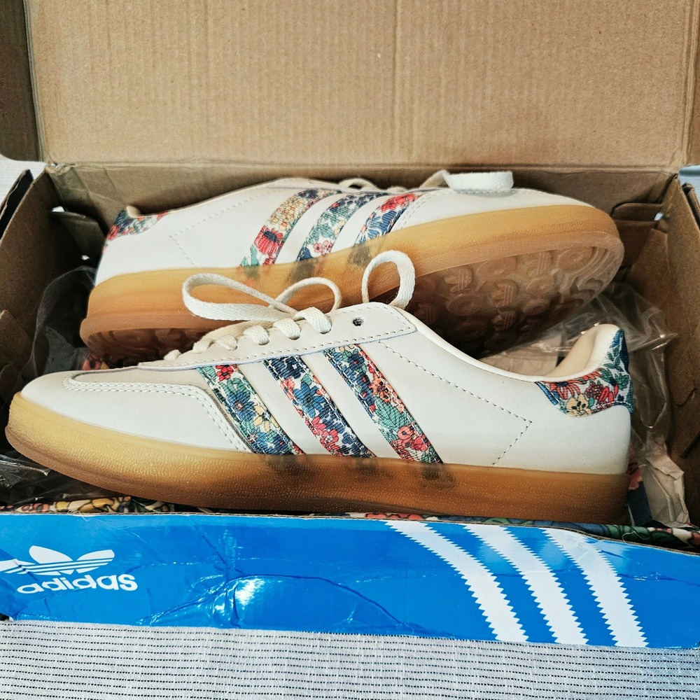 Adidas Originals Gazelle Indoor Liberty London Floral Beige JH7370 Womens 6